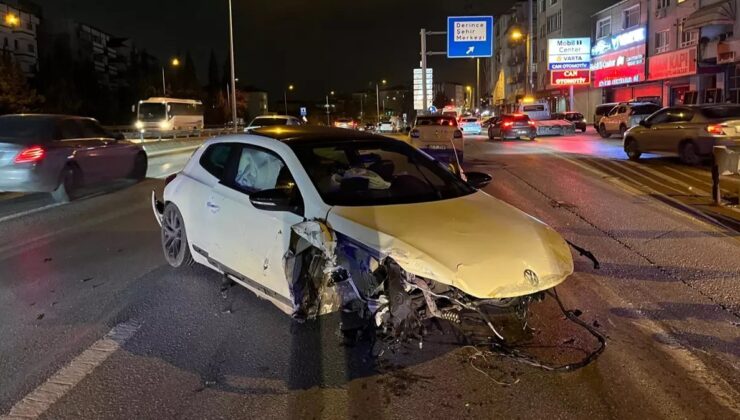 Alkollü sürücü kaza yaptı, motor yola fırladı!